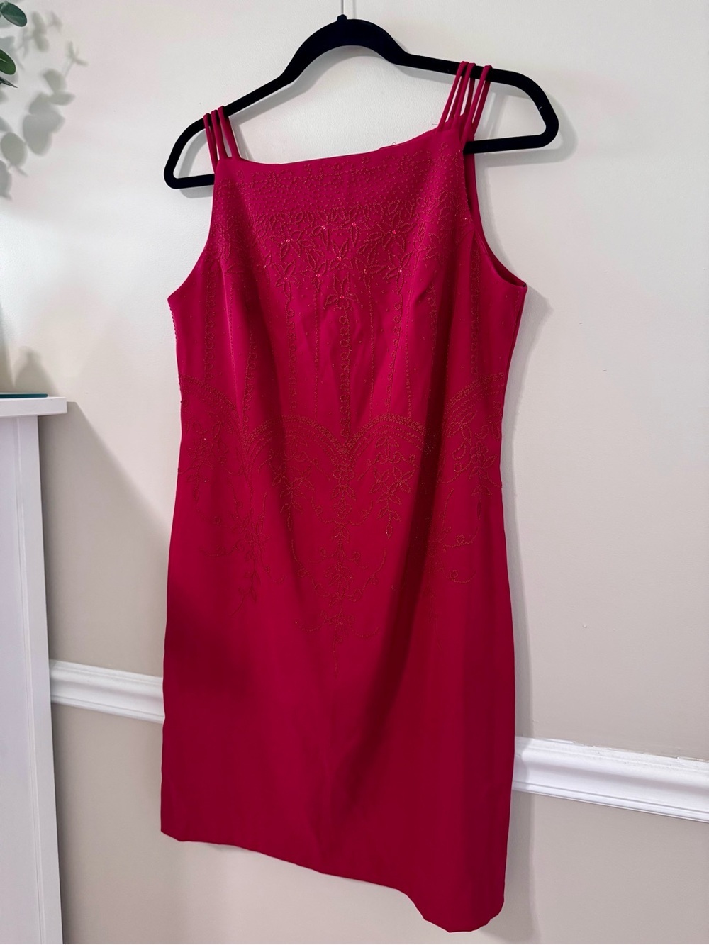 Sleeveless Beaded Red Cocktail Dress